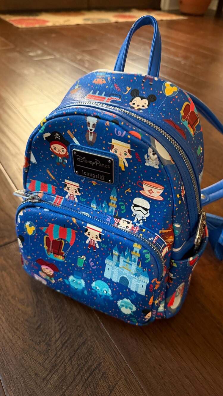 Disney Parks Chibi Characters Attractions All-Over Print Mini Backpack Loungefly